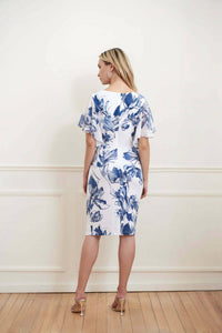 Joseph Ribkoff Floral Wrap Dress in blue multi - women's dress - alternate view