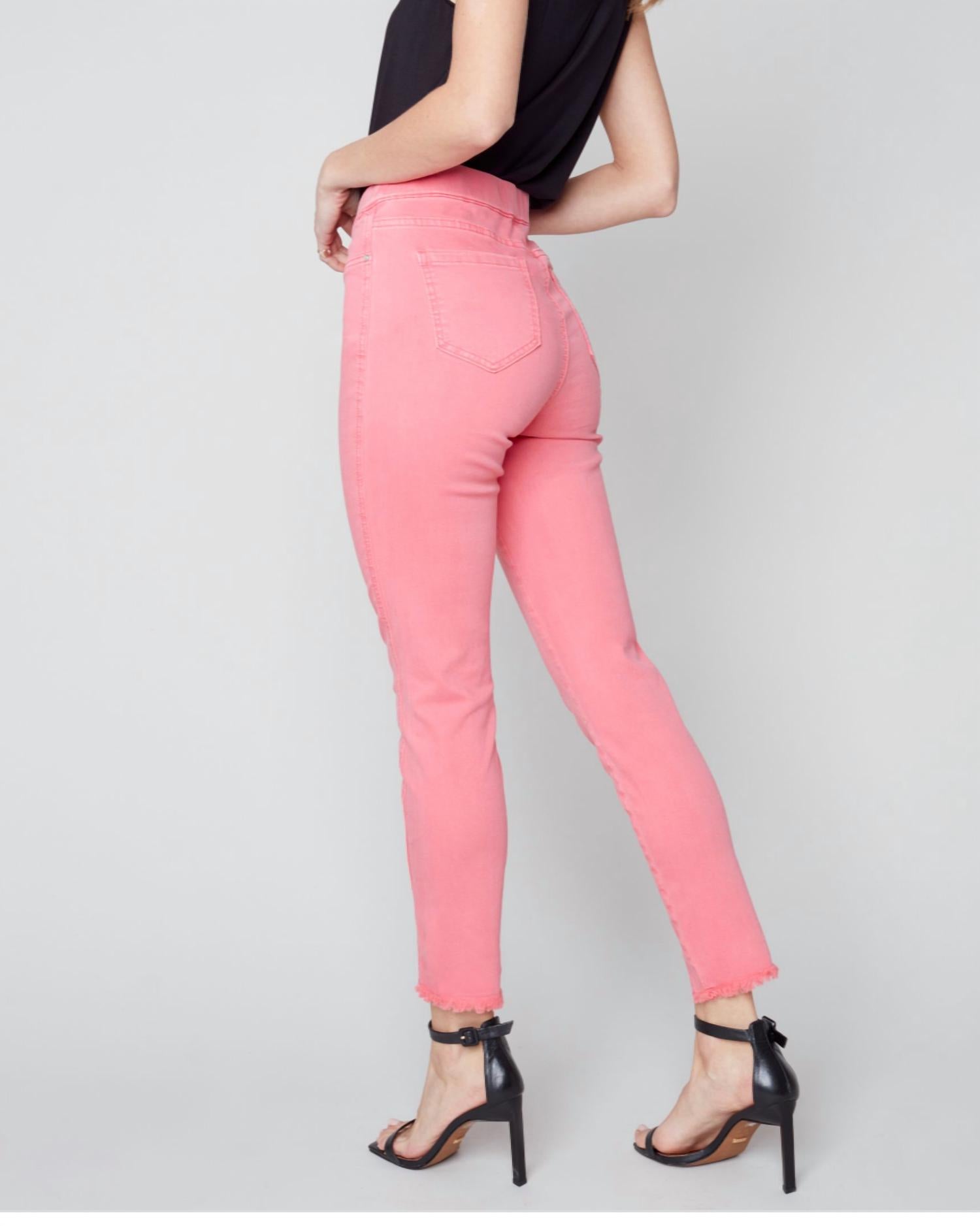 CHARLIE B Cuff Jean in grapefruit - women's pants - detail view