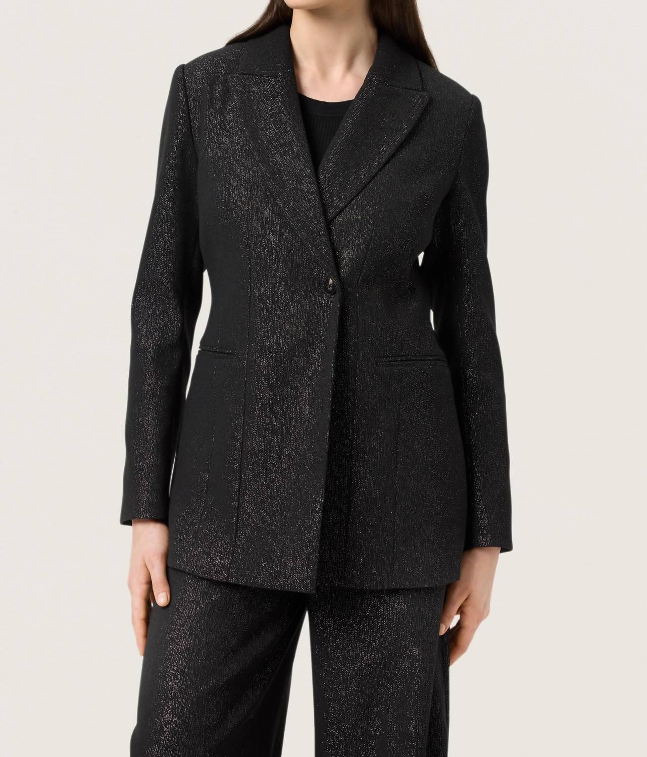 Soaked In Luxury - Slcahlina Single-breasted Glitter Blazer