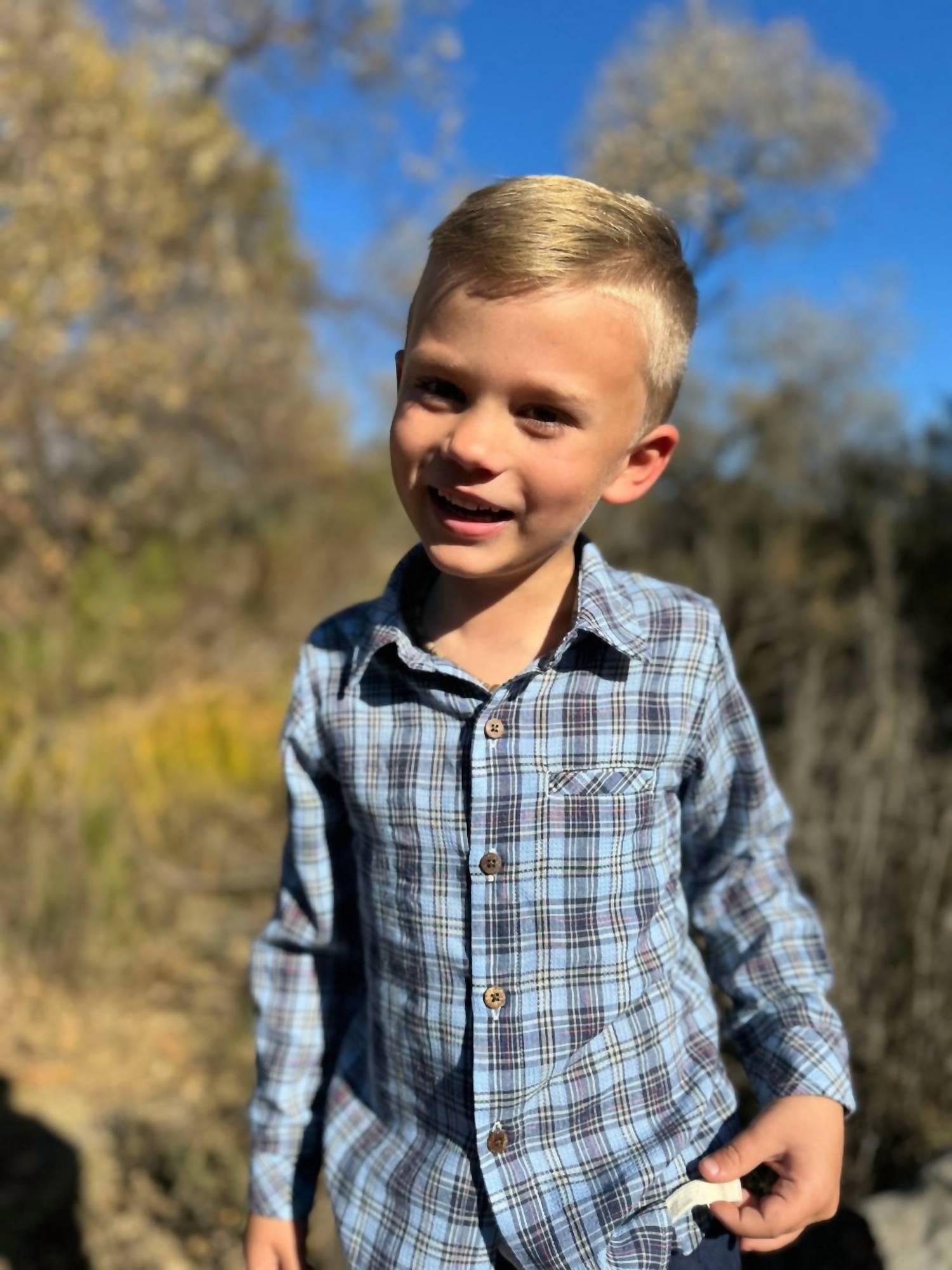 ME & HENRY Kid's Atwood Woven Shirt in navy sky multi plaid - kids' shirt