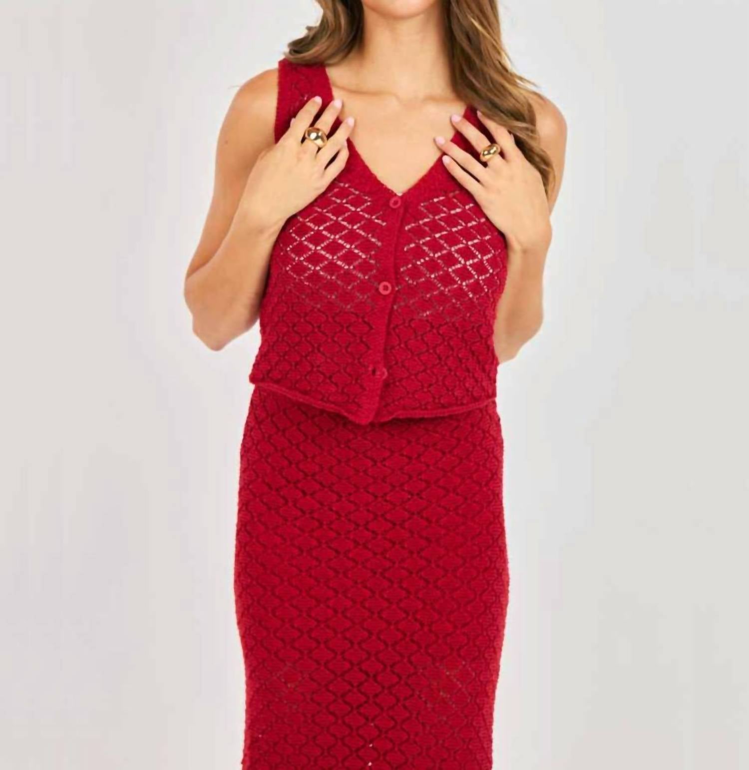 Sadie & Sage Venus Cardigan Tank in desert red - women's tank top