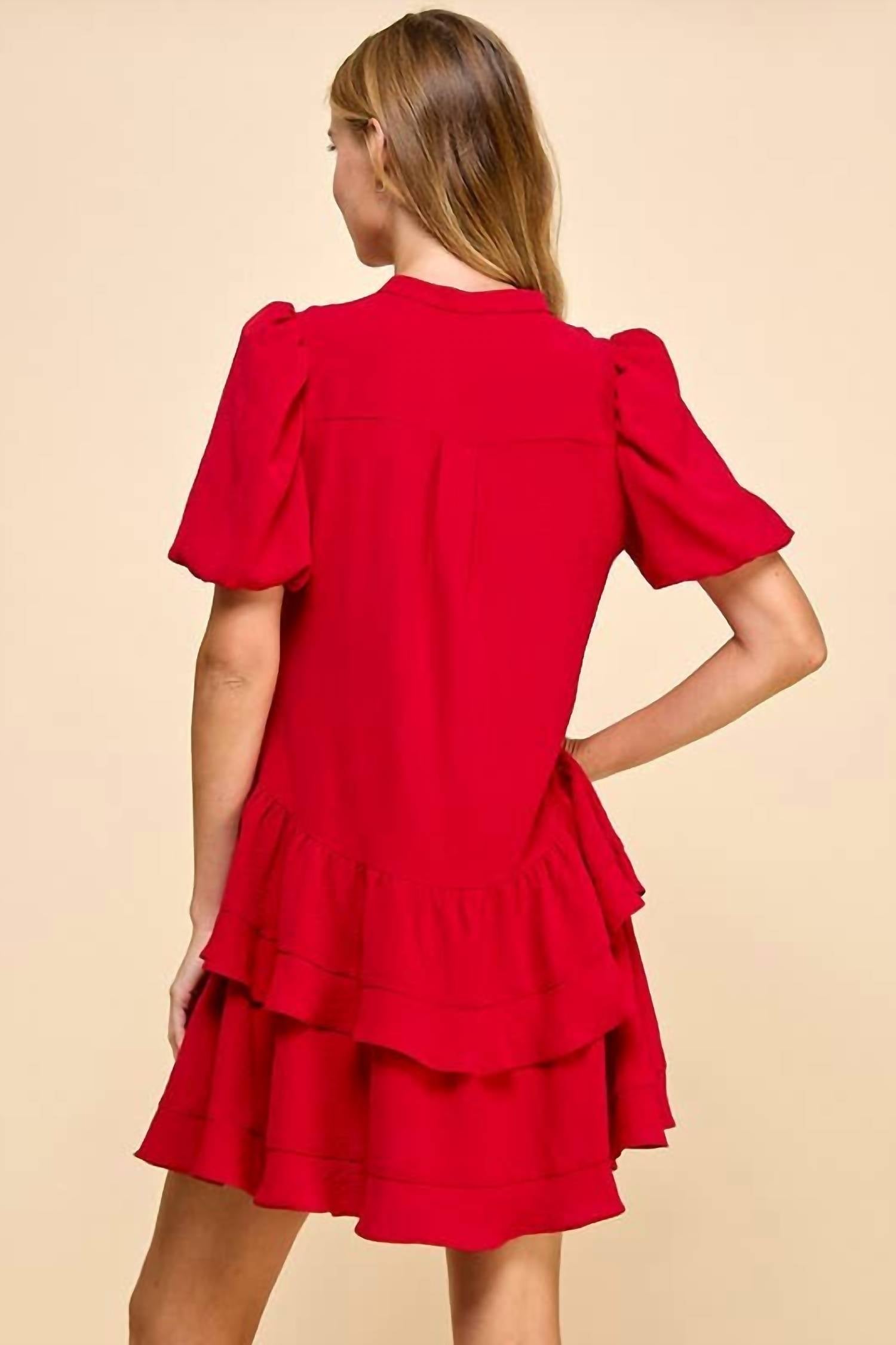 Tcec - Tiered Skirt Button Down Dress