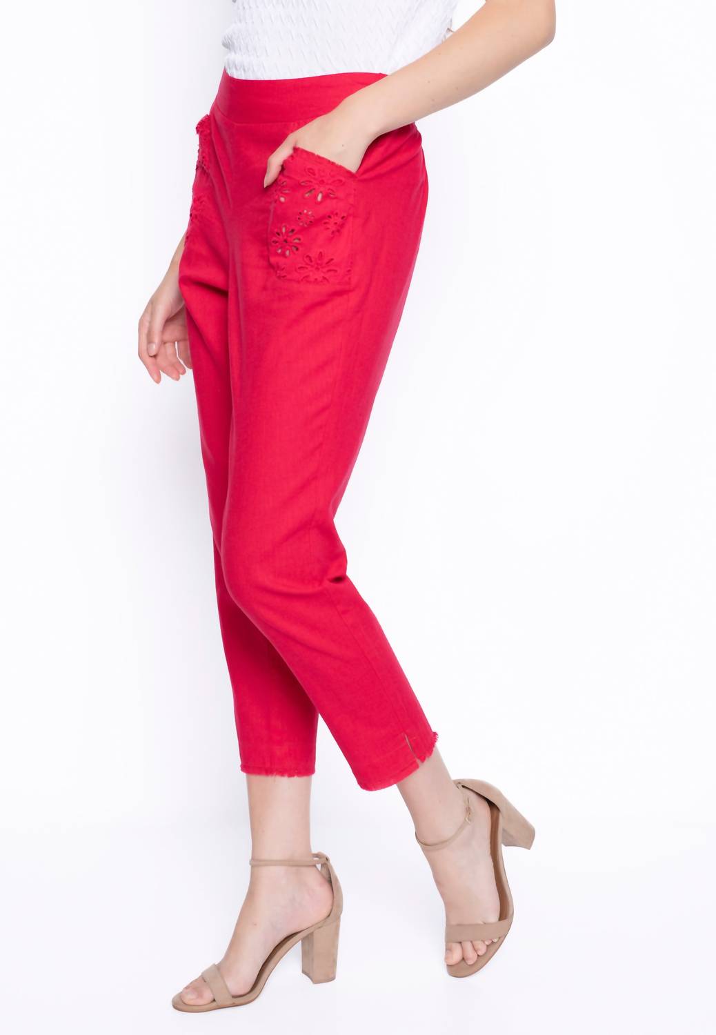 Picadilly - Eyelet Pull-on Straight Leg Pants