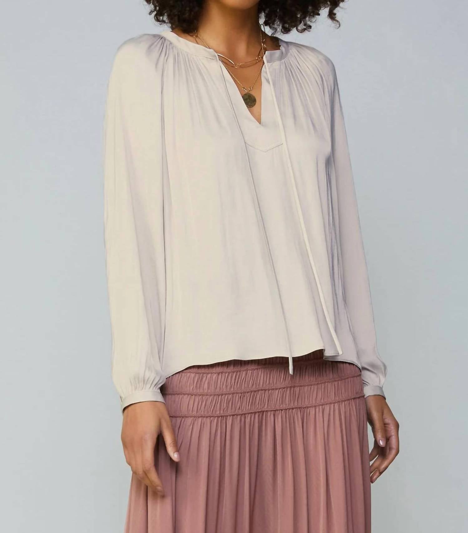 Current Air - Gathered Split Neck Blouse