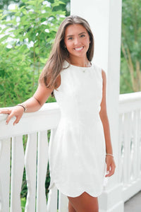 Mable - linen mini dress with scallop hem