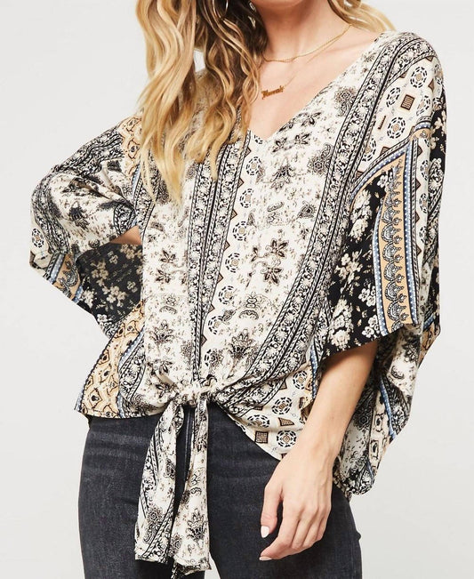 Promesa - Floral Ornate Kimono Blouse