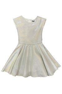 Dolls & Divas Couture - Girls' Platinum Jacquard Cap Sleeve Skater Dress