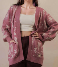 Very J - Western Graphic Knit Sweater Cardigan
