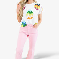 Queen Of Sparkles - Groovy Easter Egg Short Sleeve Top