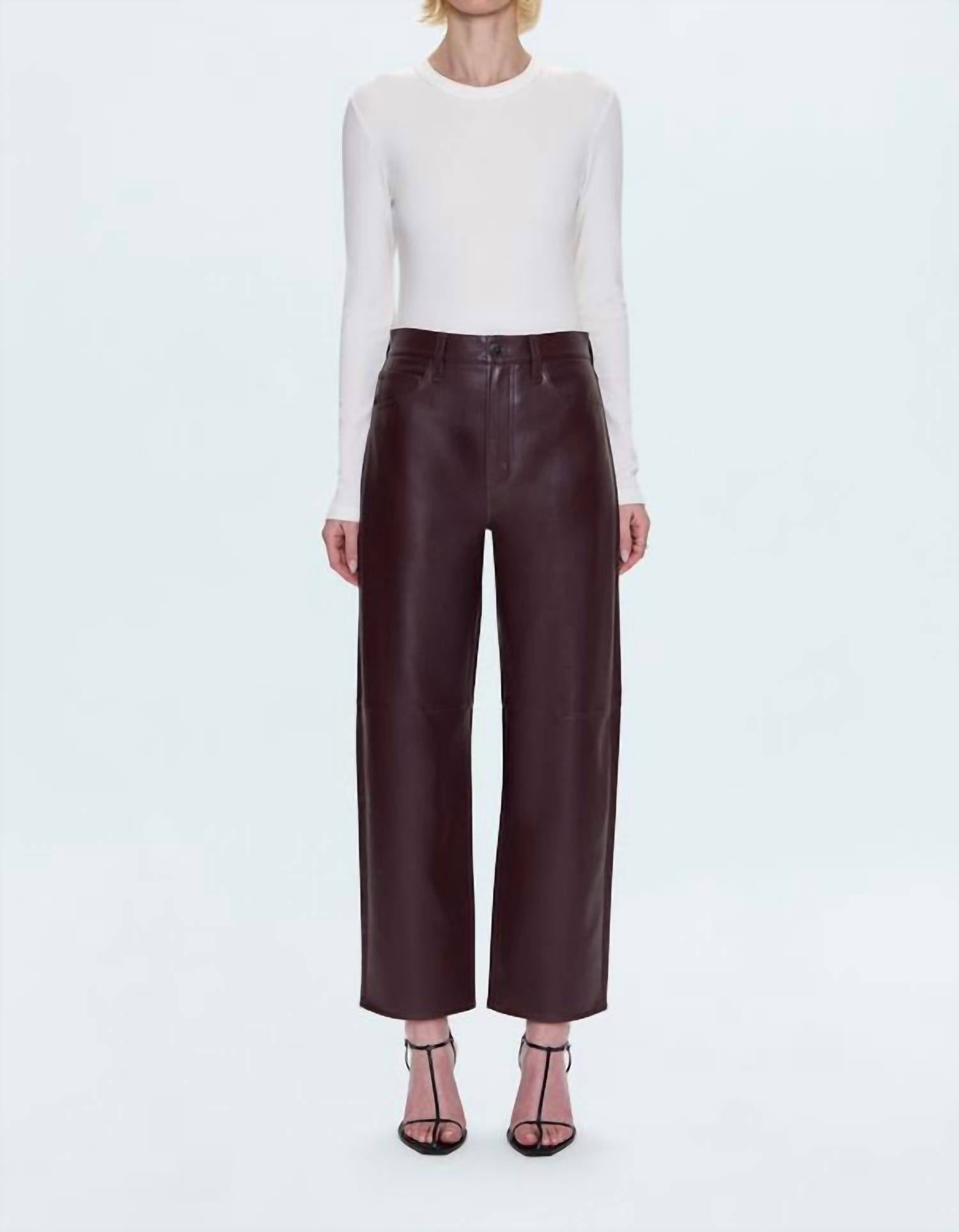 PISTOLA Jett High Rise Bowed Straight Pant in cabernet 2 - women's pants