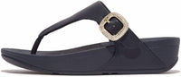 Fitflop - Women's Lulu Crystal Buckle Leather Toe Post Sandals