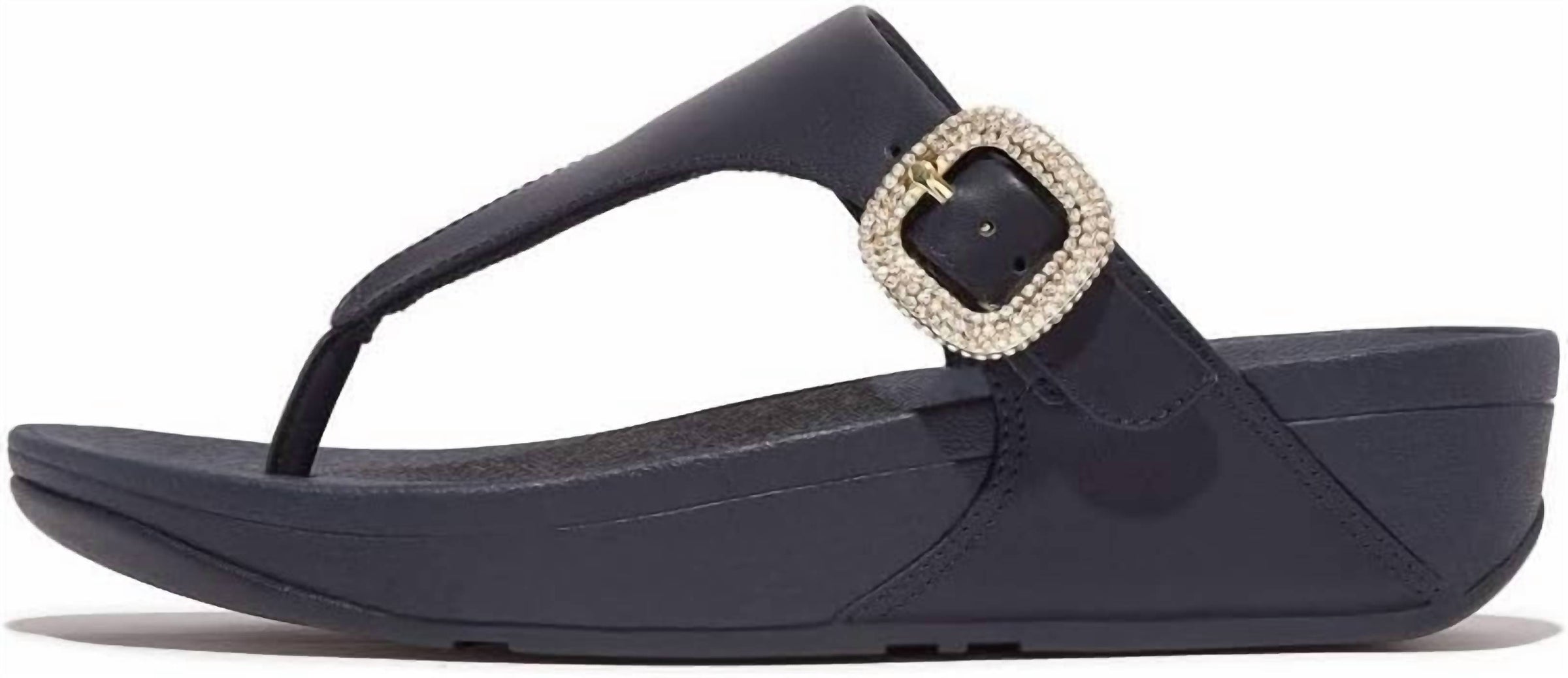 Fitflop - Women's Lulu Crystal Buckle Leather Toe Post Sandals