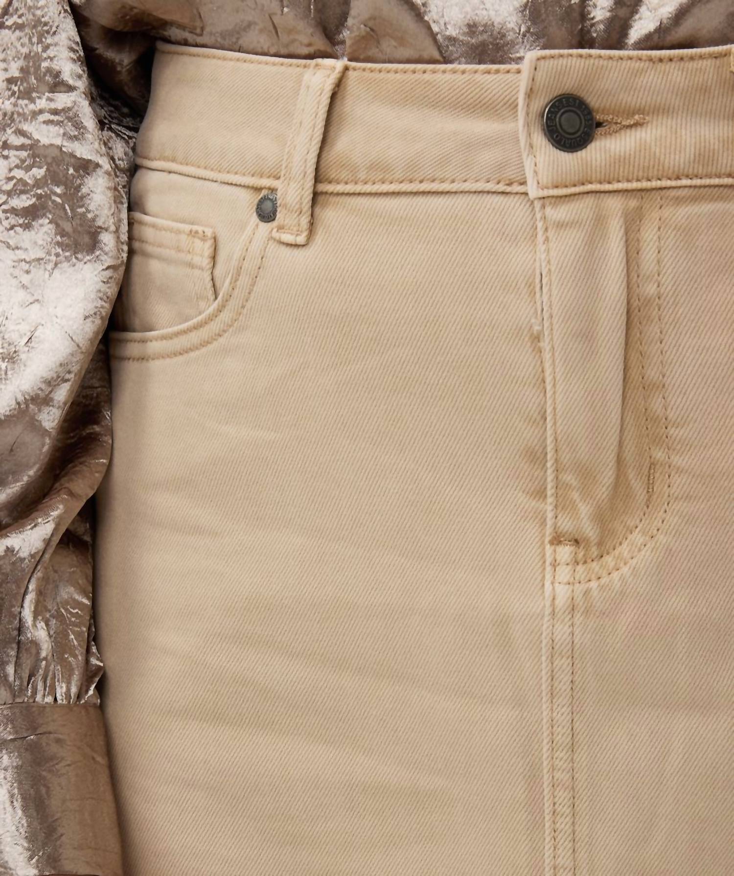 ESQUALO Garment dyed maxi jean skirt in sand - women's skirt - detail view