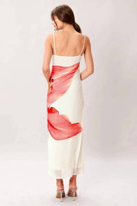 Flying Tomato - Flower Mesh Cami Midi Dress