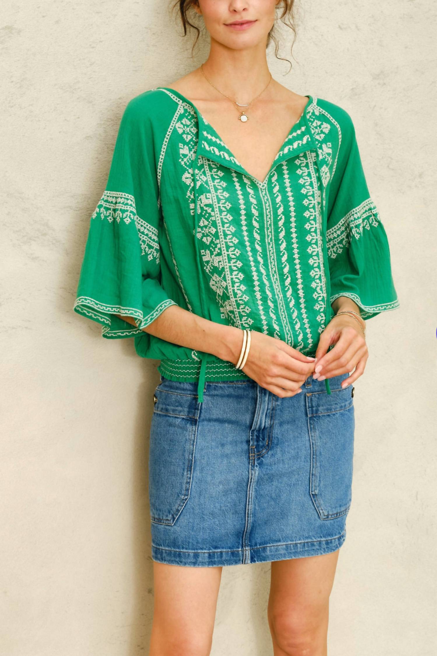 M.A.B.E. - Lena Embroidered Top