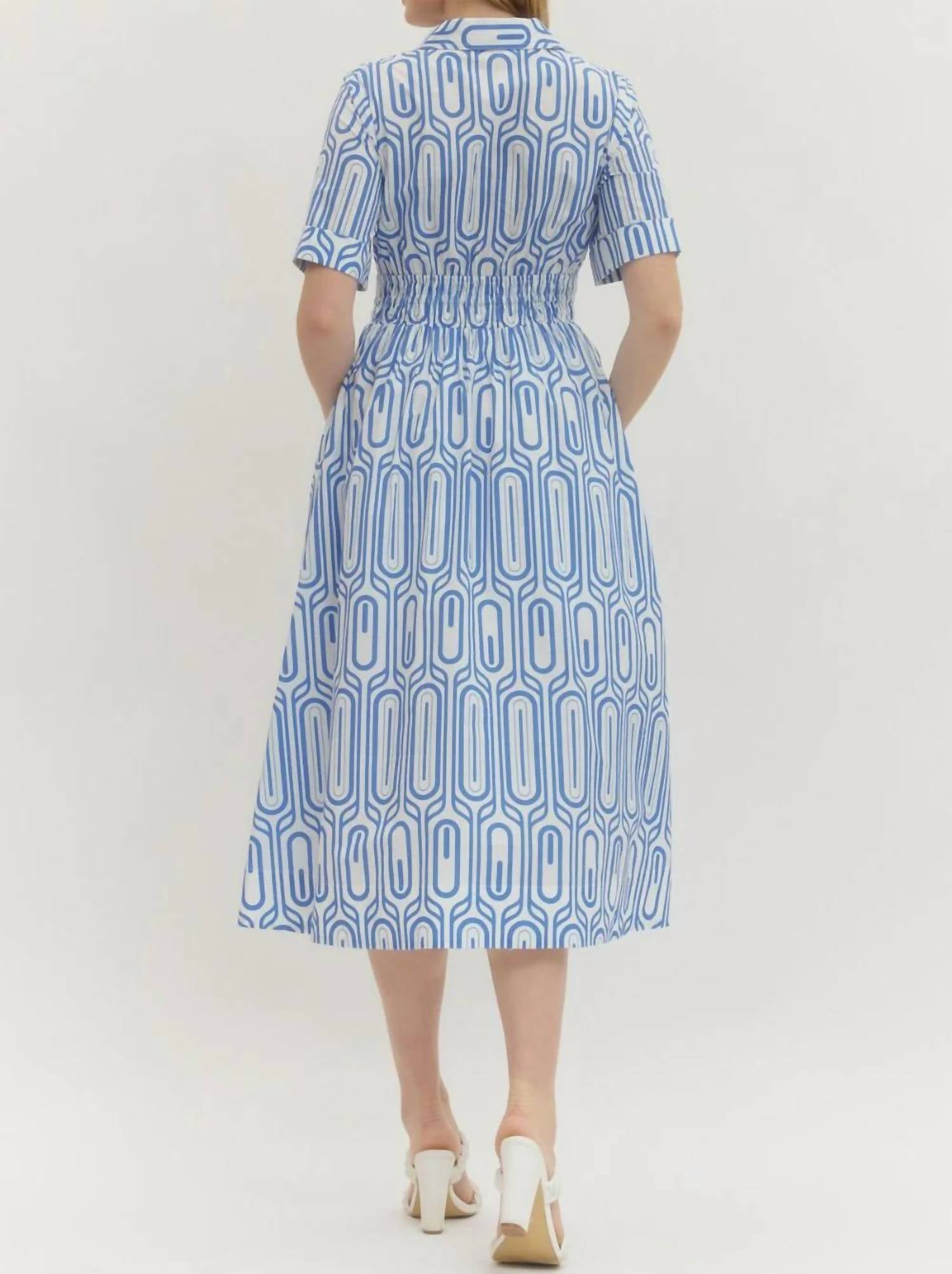 Entro - Geometric Print Midi Dress