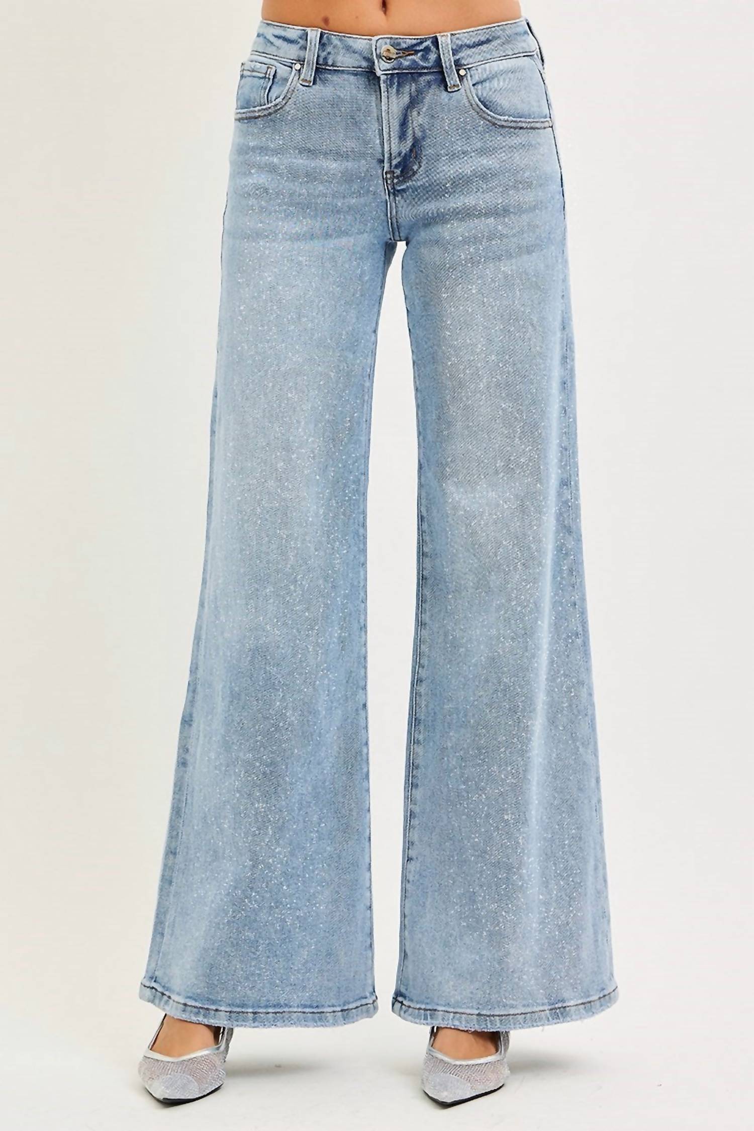 RISEN Low Rise Wide Leg Jean in light wash - women's jeans