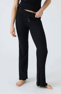 PJ Salvage Reloved Rib Knit Pajama Pants in black - women's pants