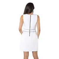 Sail To Sable - Textured Tweed Sleeveless Shift Dress