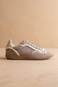 OASIS SOCIETY Women's April Lace Trimmed Retro Sneaker in dark grey - women's sneaker