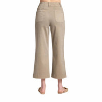 Apny - Women's Cropped Wide Leg Pant With Patch Pockets