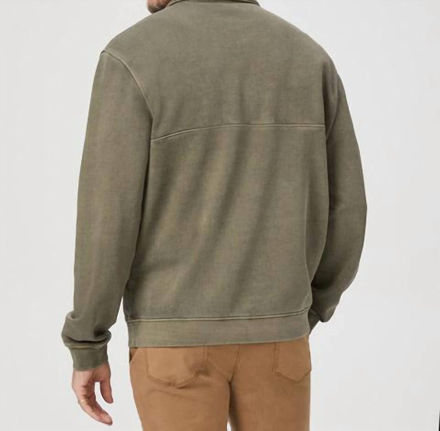 Paige Davion Quarter Zip Pullover in vintage white sage - men's sweater - alternate view