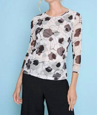 Picadilly - Blossom Bliss Three Quarter Sleeve Ruched Top