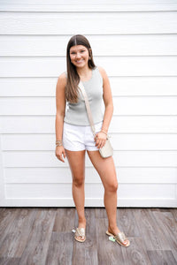 Doe And Rae - Scalloped Scoop Neck Sweater Top
