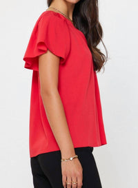 current air Pintuck Pleated Detail Blouse in red - women's blouse - detail view