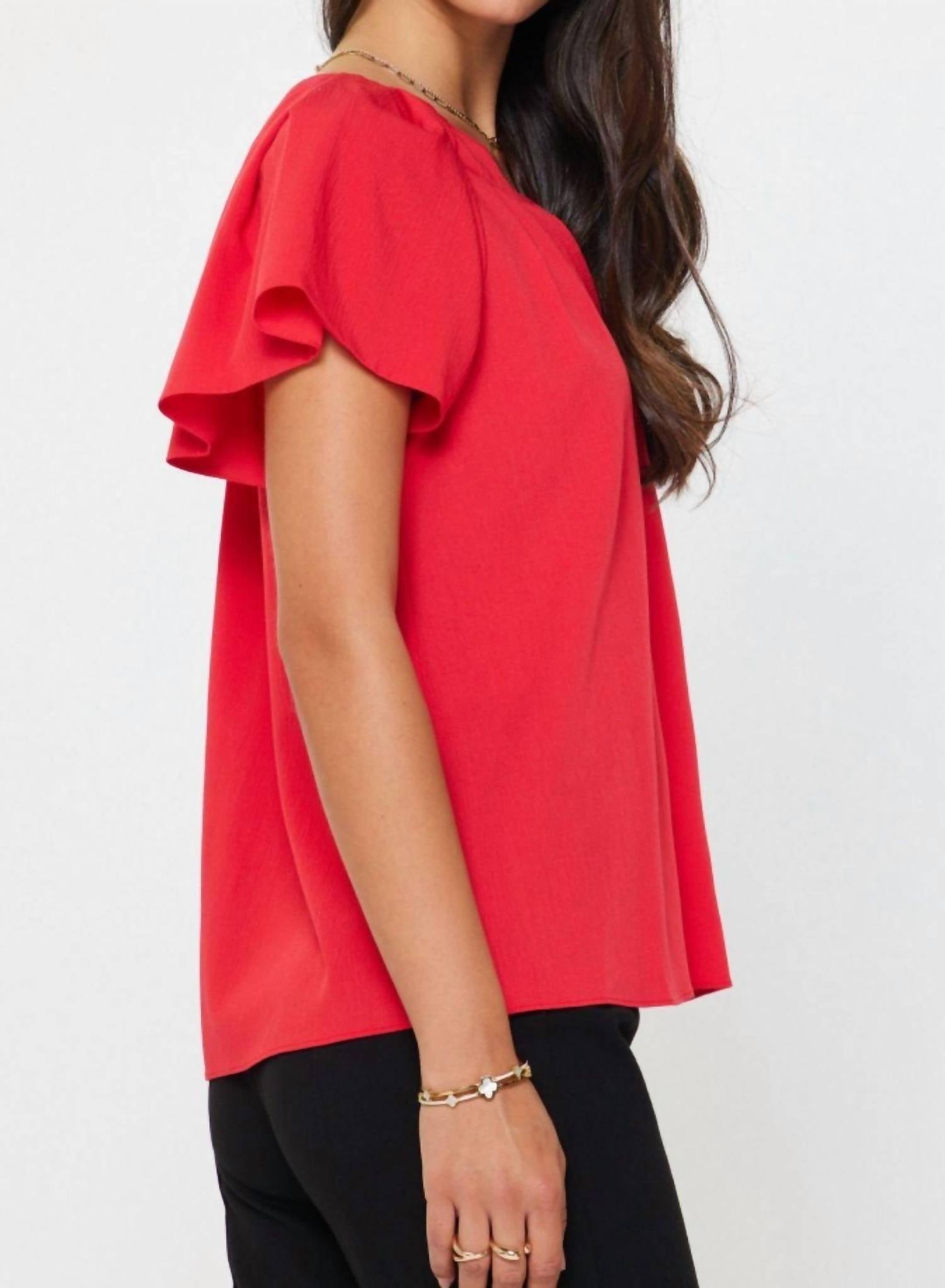 current air Pintuck Pleated Detail Blouse in red - women's blouse - detail view