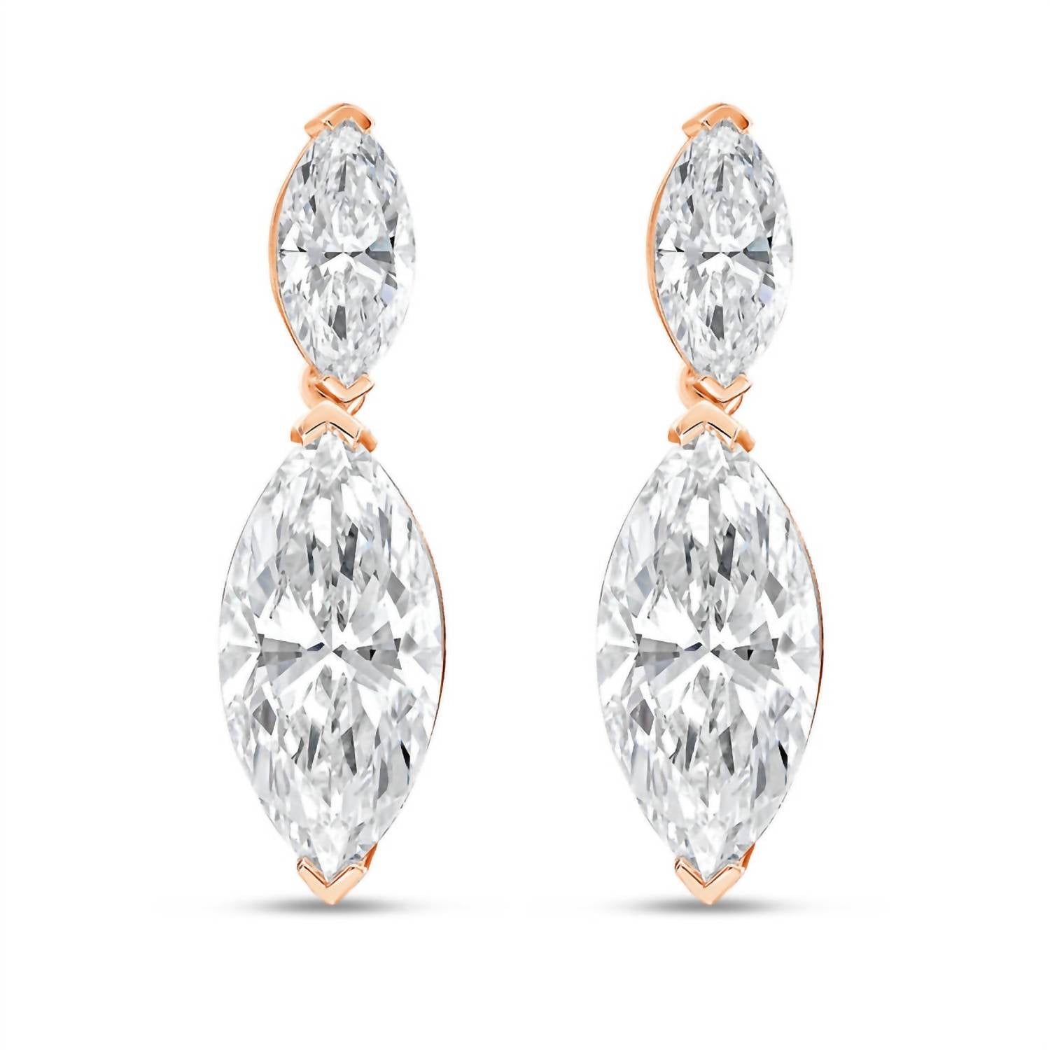 Diana M Jewels - 10.00 Ct Lab-grown Marquise Diamond Drop Earrings