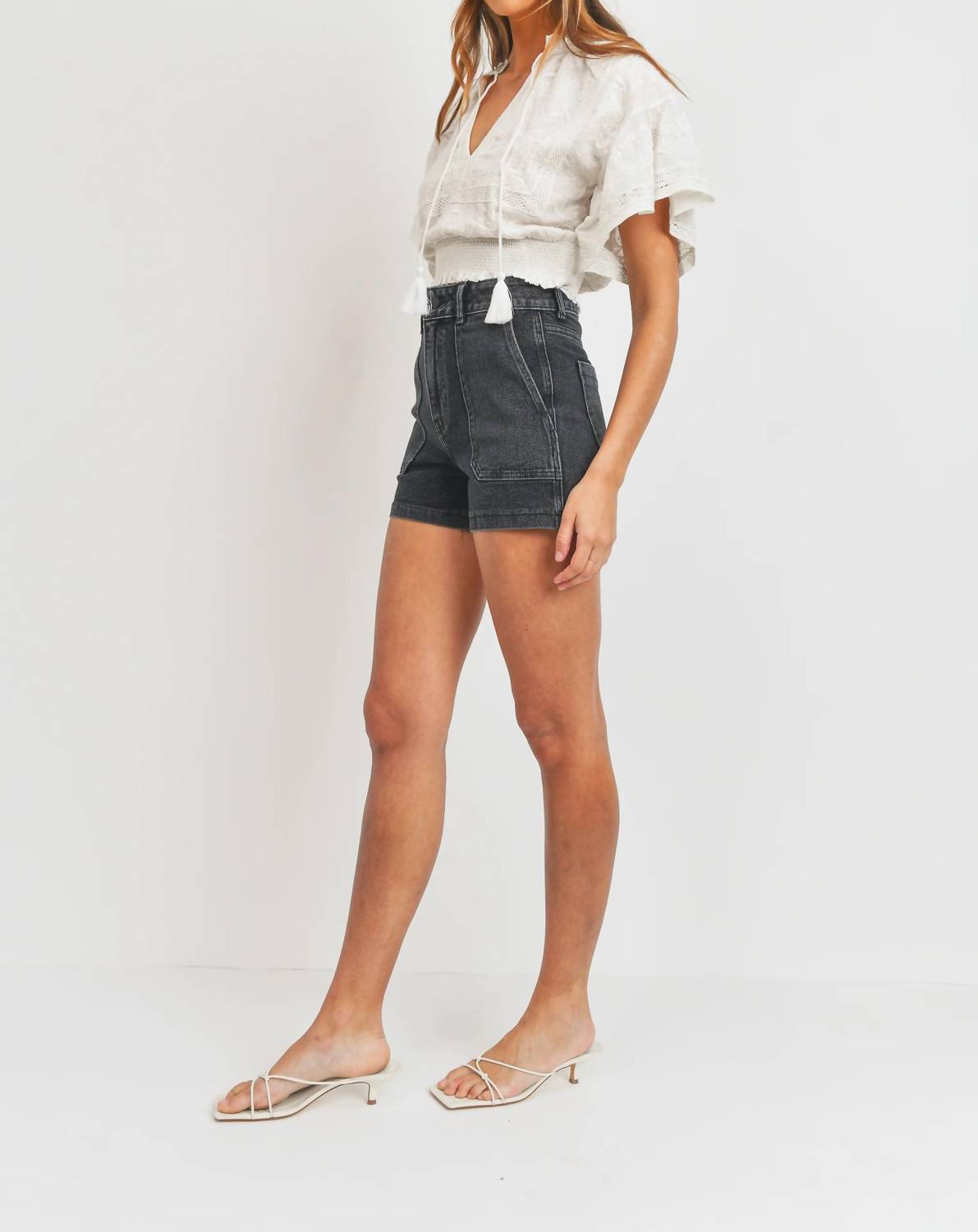 HIGH RISE UTILITY CARGO SHORTS