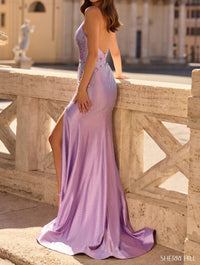 Sherri Hill Hot Fix Halter Prom Dress in lilac - women's dress - alternate view
