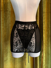 Kilo Brava Embroidered Skirt & G-string Set in black embriodery - women's intimate - view 4