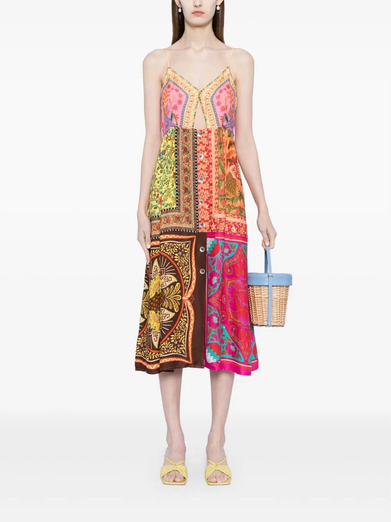 Farm Rio - Mixed Scarves Midi Dress