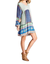 Velzera - Paisley Color Block Mini Dress