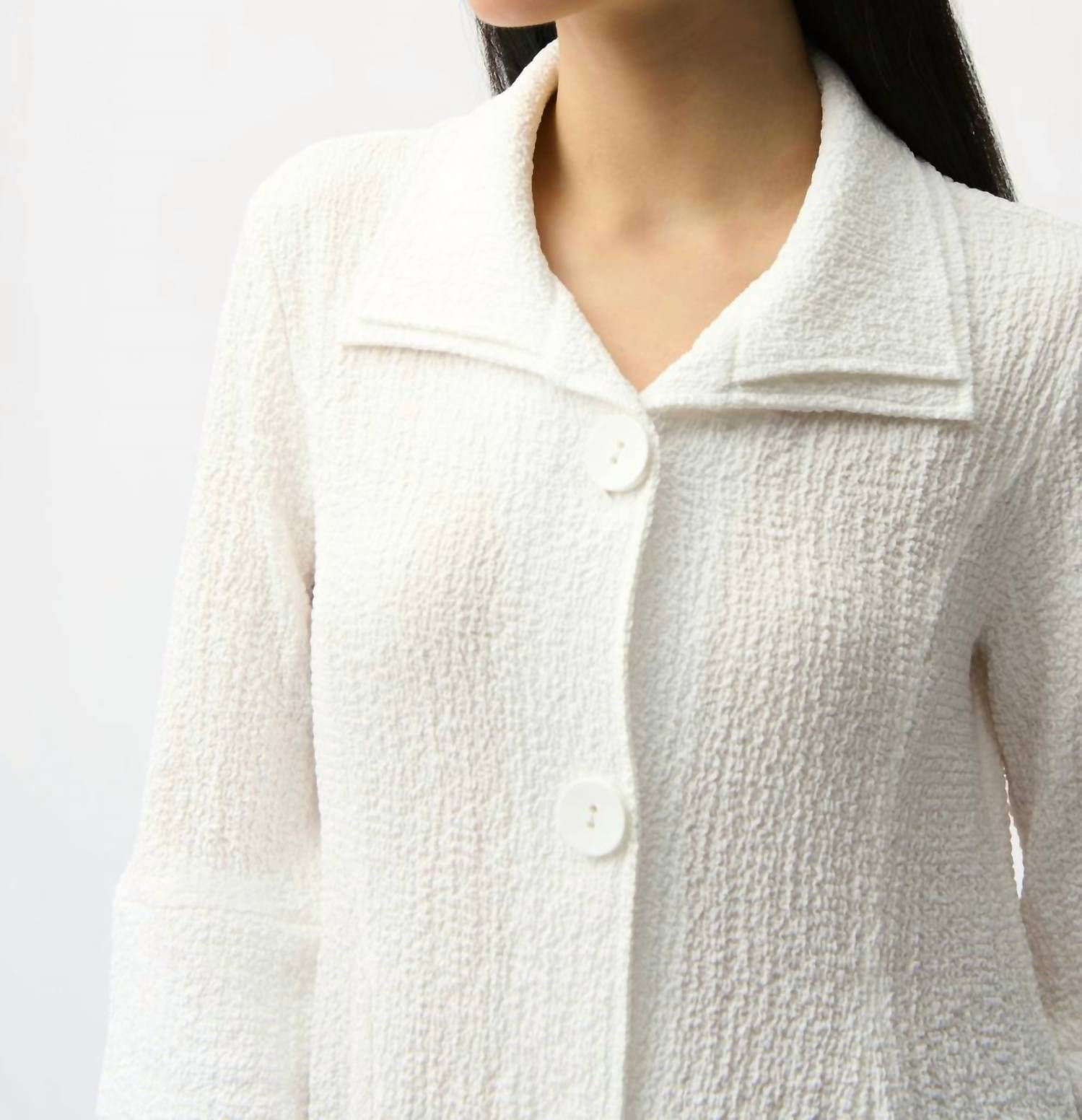 Joseph Ribkoff Relaxed Fit Button Closure Ladies Jacket in white - women's jacket - alternate view