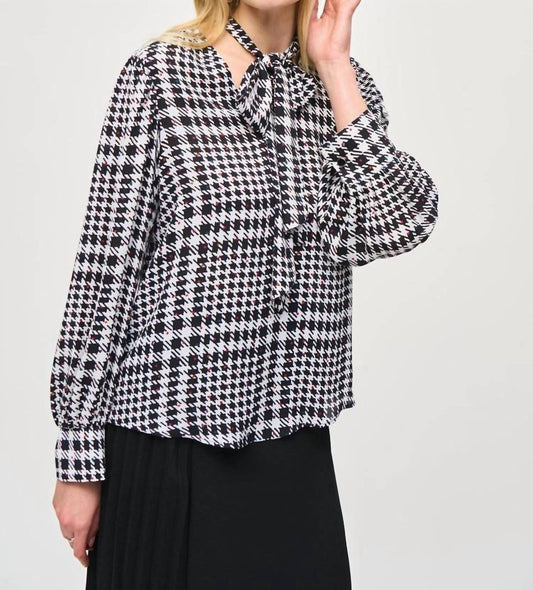 Joseph Ribkoff - Georgette Plaid Puff Sleeve Top