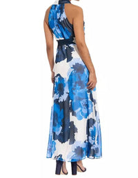 London Times - Floral Ruffled Faux-Wrap Maxi Dress