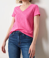 Lilla P - Short Sleeve Back Seam V-neck Tee