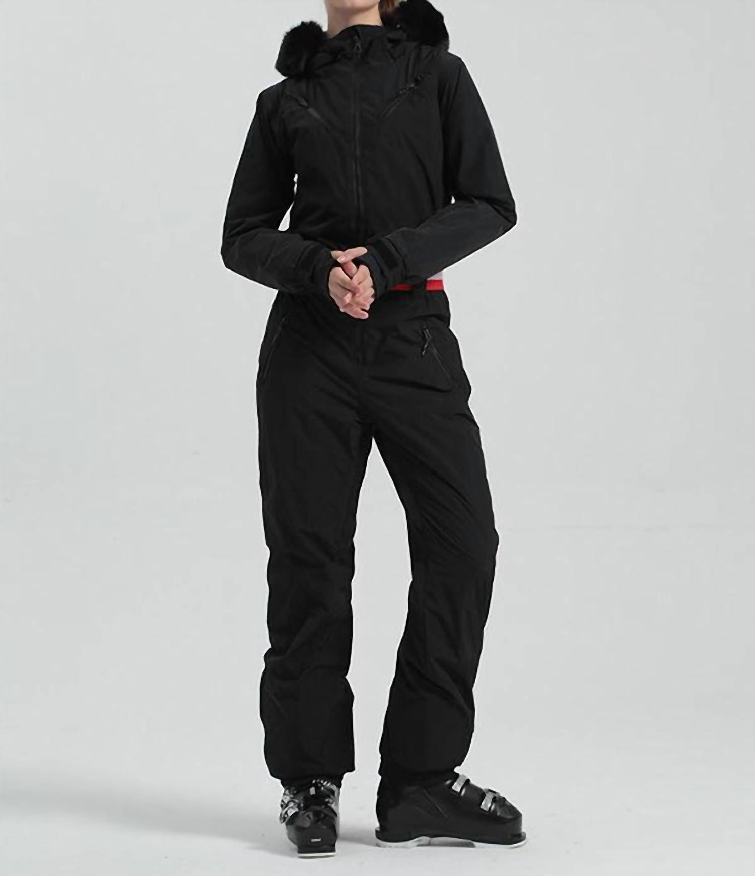 Gsou Snow Snow Padded Belt Ski Suit in black - women's pants - detail view