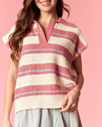 Peach Love - Island Vibes Striped Sweater Top