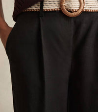 Reiss - Black Beau Belted Tapered Trousers