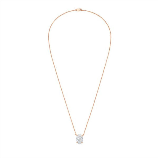 Diana M Jewels - 1.00 Ct Lab Grown Oval East West Diamond Pendant Necklace
