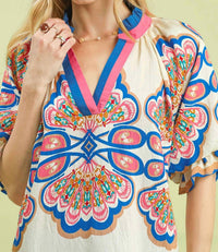 Umgee - Boho Print V-neck Top