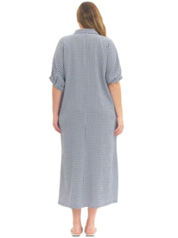 entro I'll Be There Gingham Midi Dress - Plus in navy - women's dress - alternate view