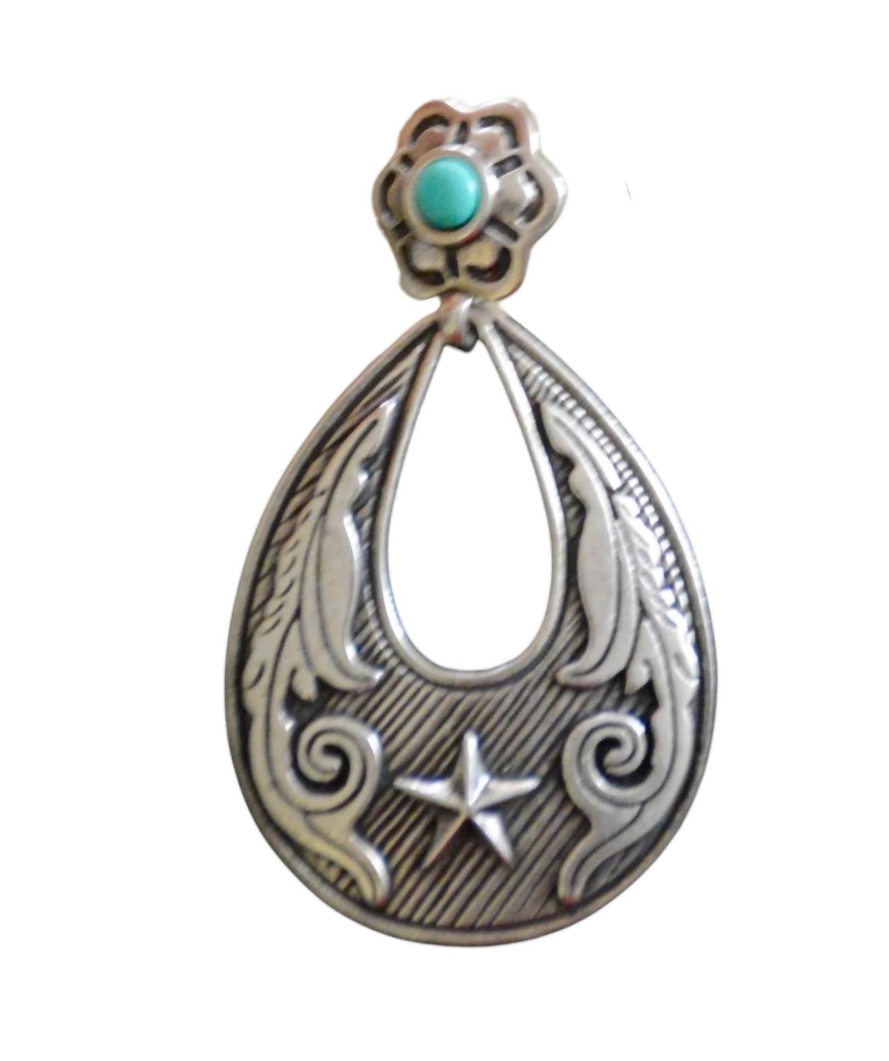 Pink Panache Women's Teardrop With Stamped Star Earrings in silver - women's jewelry - detail view