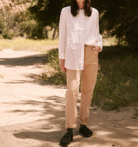 THE GREAT. The Victorian Tux Top in white - women's shirt