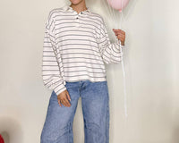 Bucketlist - Classic Stripe Long Sleeve Polo Top