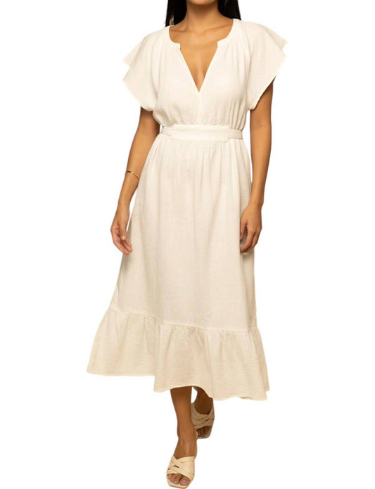 Shore - Belted Gauze Midi Dress